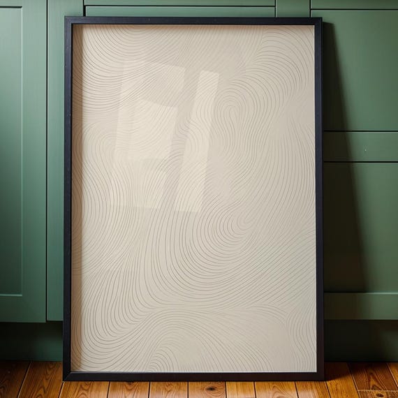 Neutral Minimalist Line Art Print Abstract Wave Pattern Modern Wall Decor For Office Or Living Room