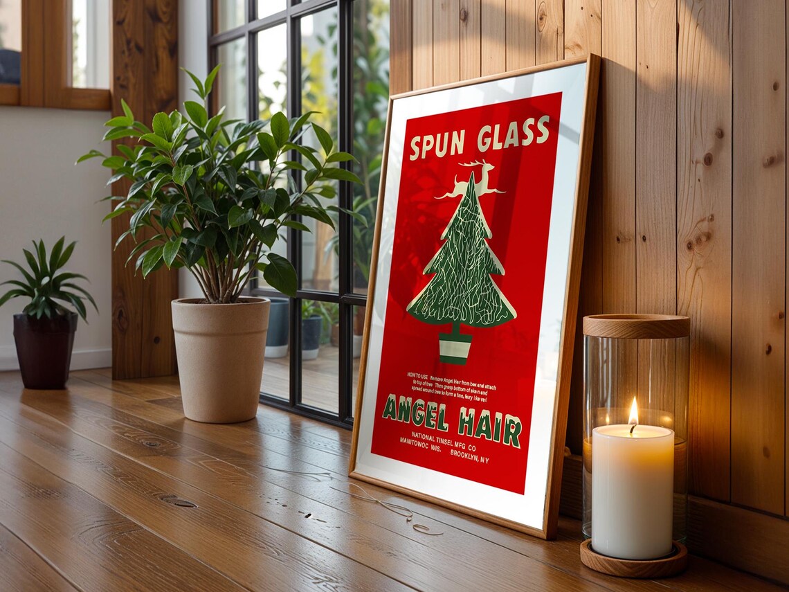 Vintage Spun Glass Angel Hair Ad Retro Christmas Tree Tinsel Poster - Image 4