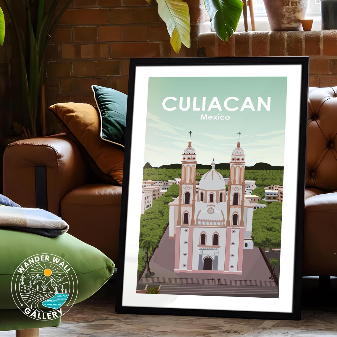 Culiacan Mexico Cathedral Pink Twin Towers City Skyline Poster - Image 6