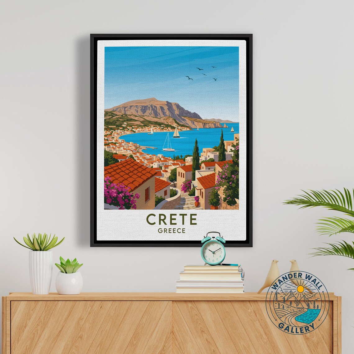 Crete Greece Coastal Town Sailboats Bougainvillea Harbor Travel Poster - Image 5