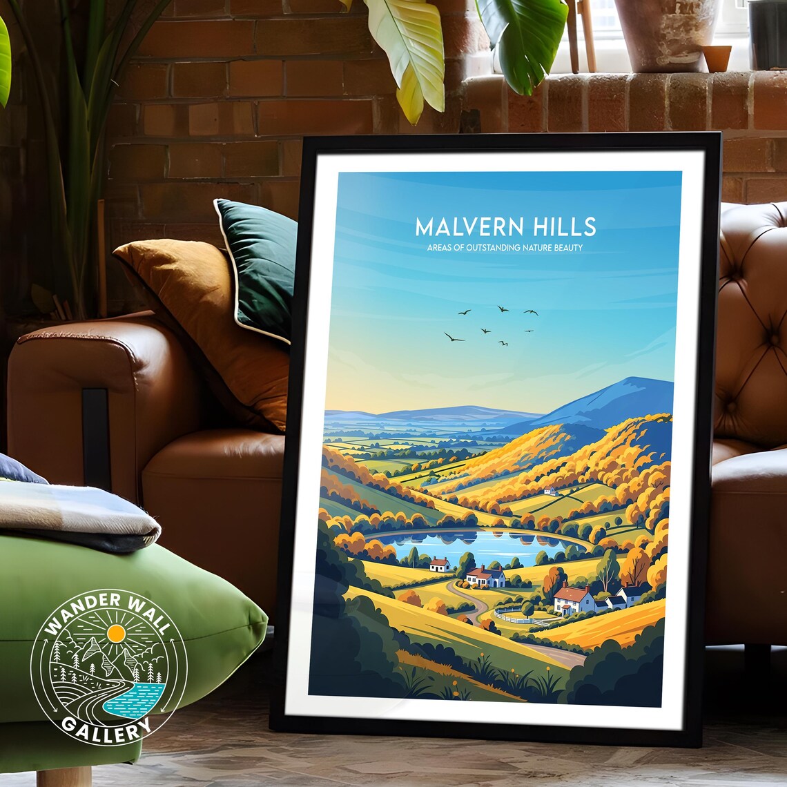Malvern Hills Golden Autumn Countryside Lake Vintage Travel Poster - Image 6
