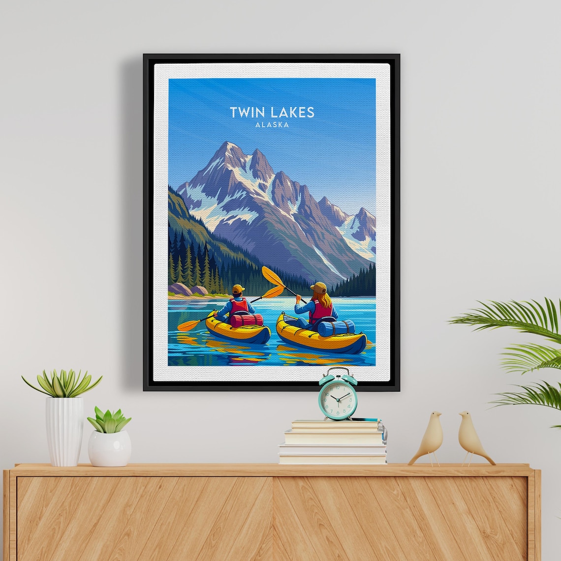 Twin Lakes Alaska Kayak Adventure Snowcapped Mountain Lake Poster - Image 5