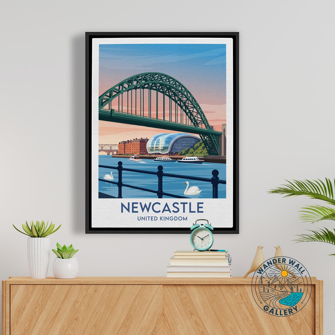 Newcastle United Kingdom Tyne Bridge and River Travel Poster - Image 5