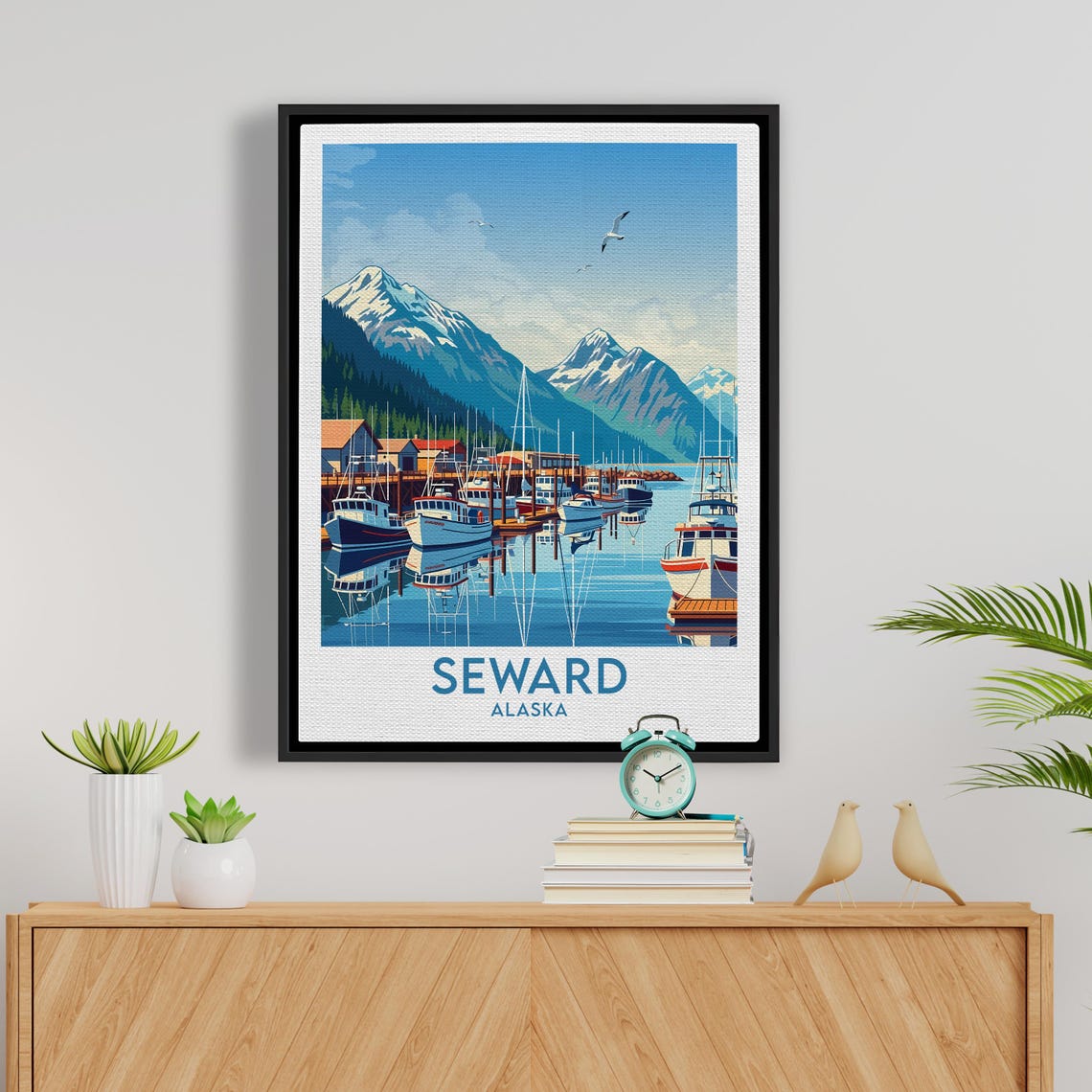 Seward Alaska Small Boat Harbor Mountain Reflection Marina Poster - Image 5