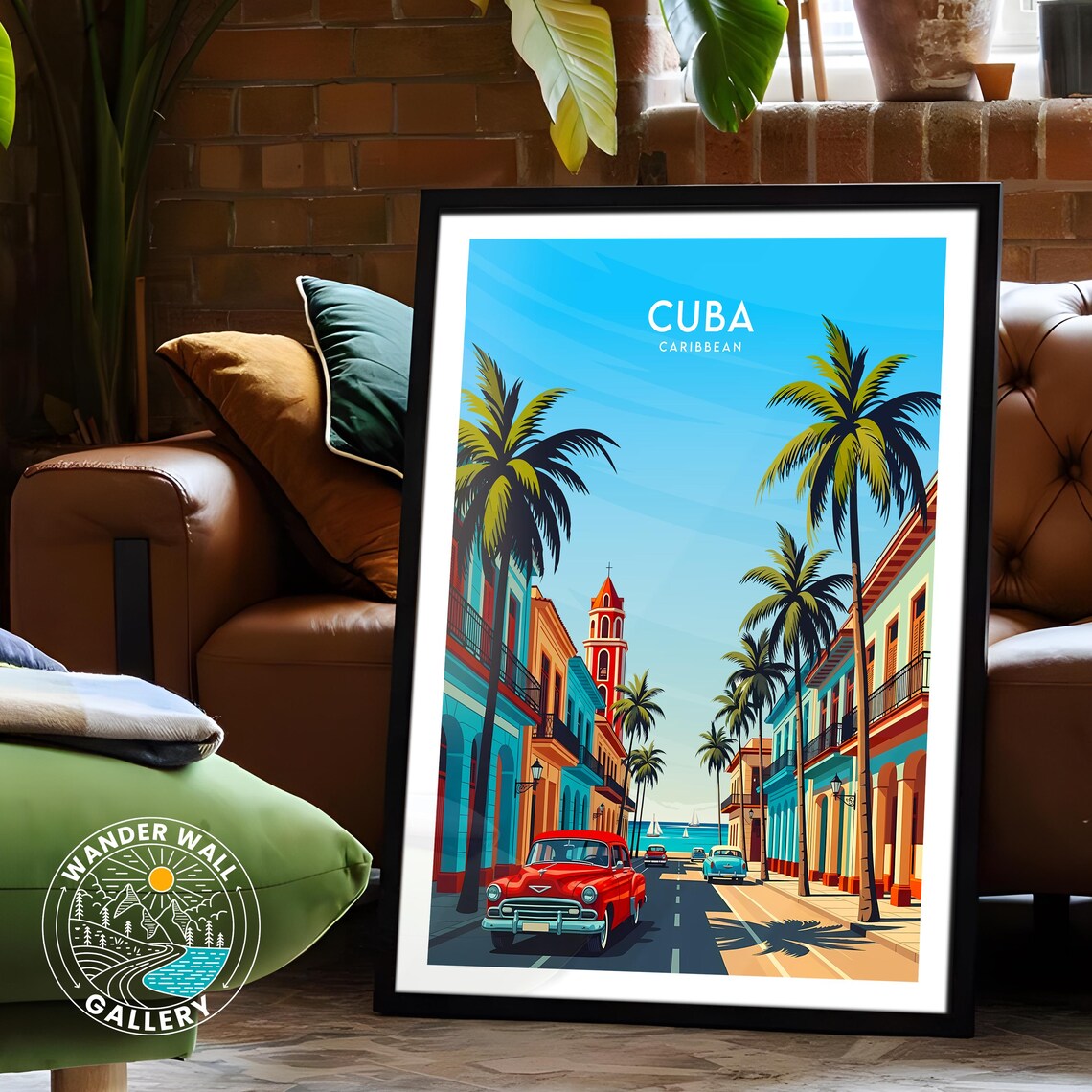 Cuba Caribbean Colonial Street Scene Classic Cars Harbor Poster - Image 2