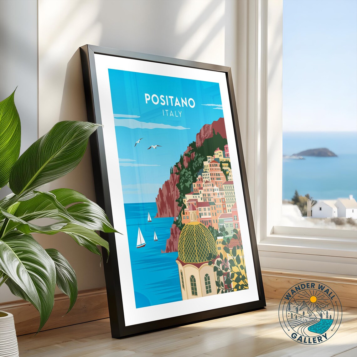 Positano Italy Amalfi Coast Cliffside Village Seascape Poster - Image 2