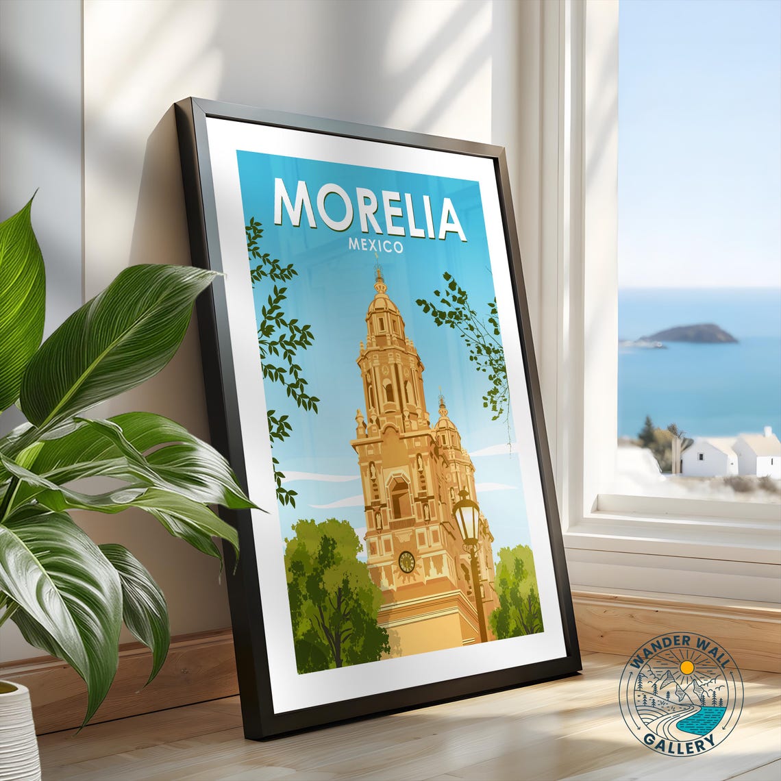 Morelia Cathedral Mexico Travel Poster Mexican Vintage Style Print Architecture Wall Art Personalized Home Decor Gift - Image 2