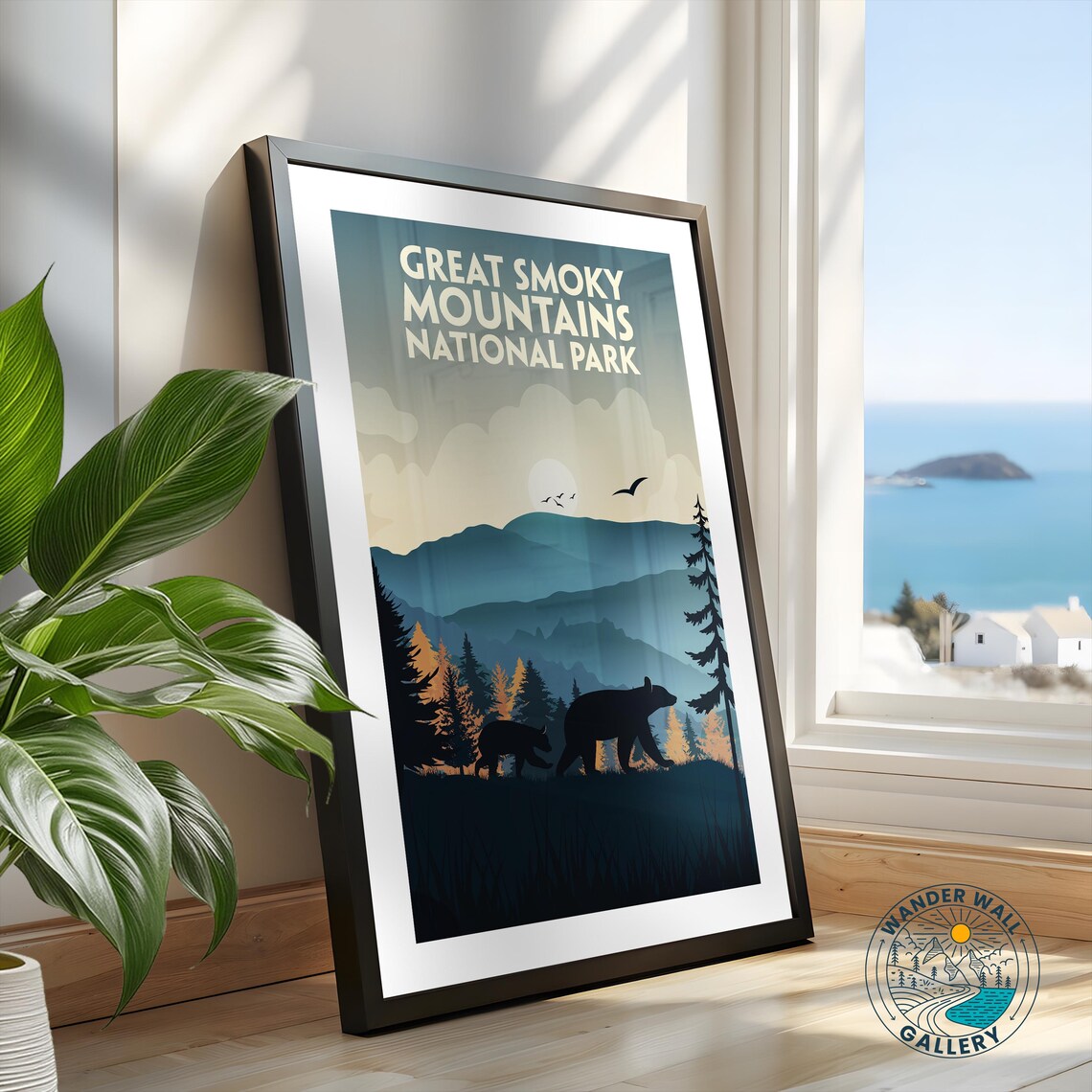 Great Smoky Mountains Black Bears Sunset Retro Travel Poster - Image 2