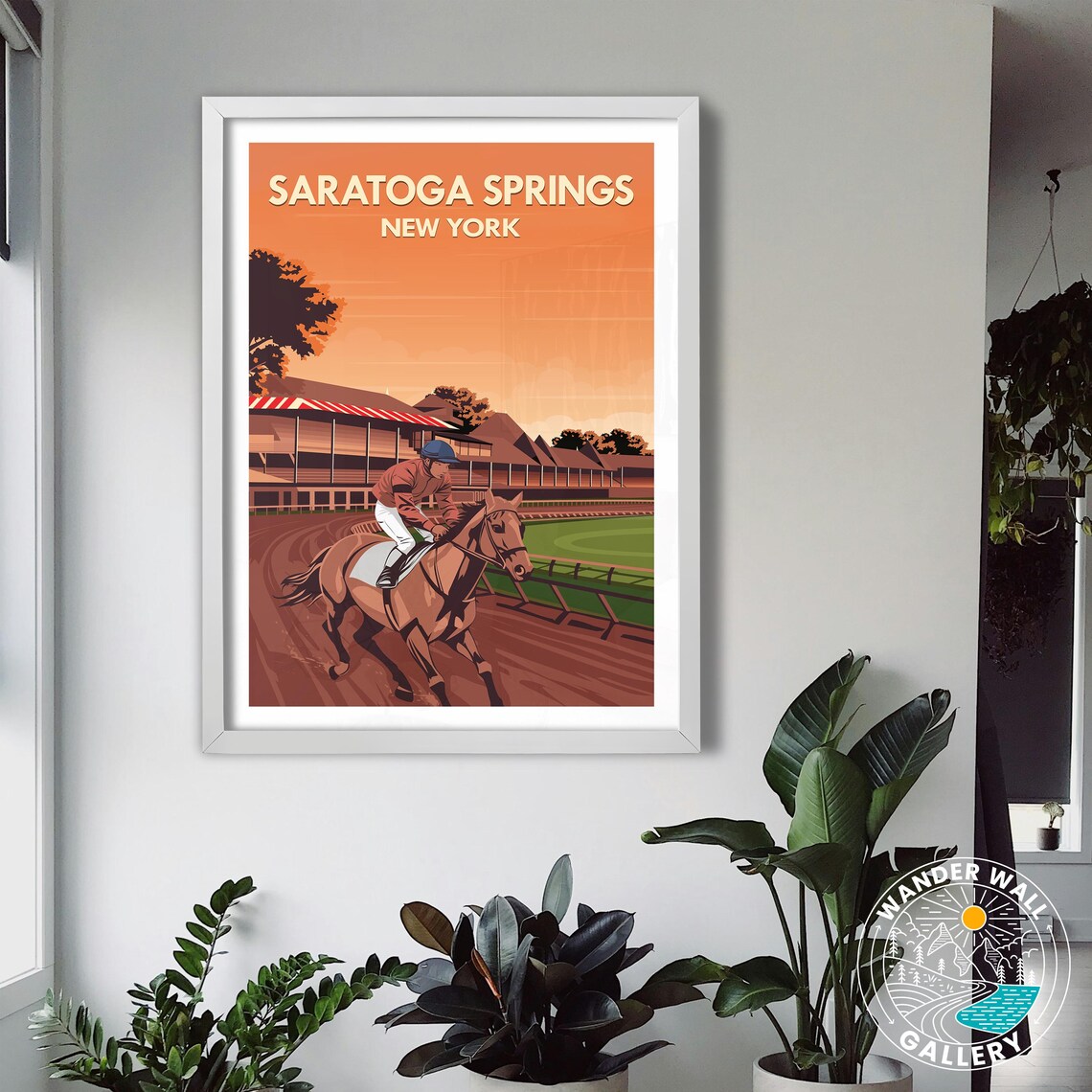Saratoga Springs New York Horse Racing Jockey Track Travel Poster - Image 3
