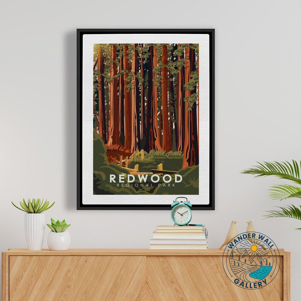 Redwood Forest Tall Coast Trees Regional Park Retro Nature Travel Poster - Image 5