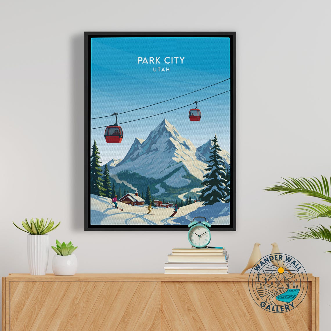 Park City Utah Ski Resort Gondola Mountain Skiers Winter Travel Poster - Image 5