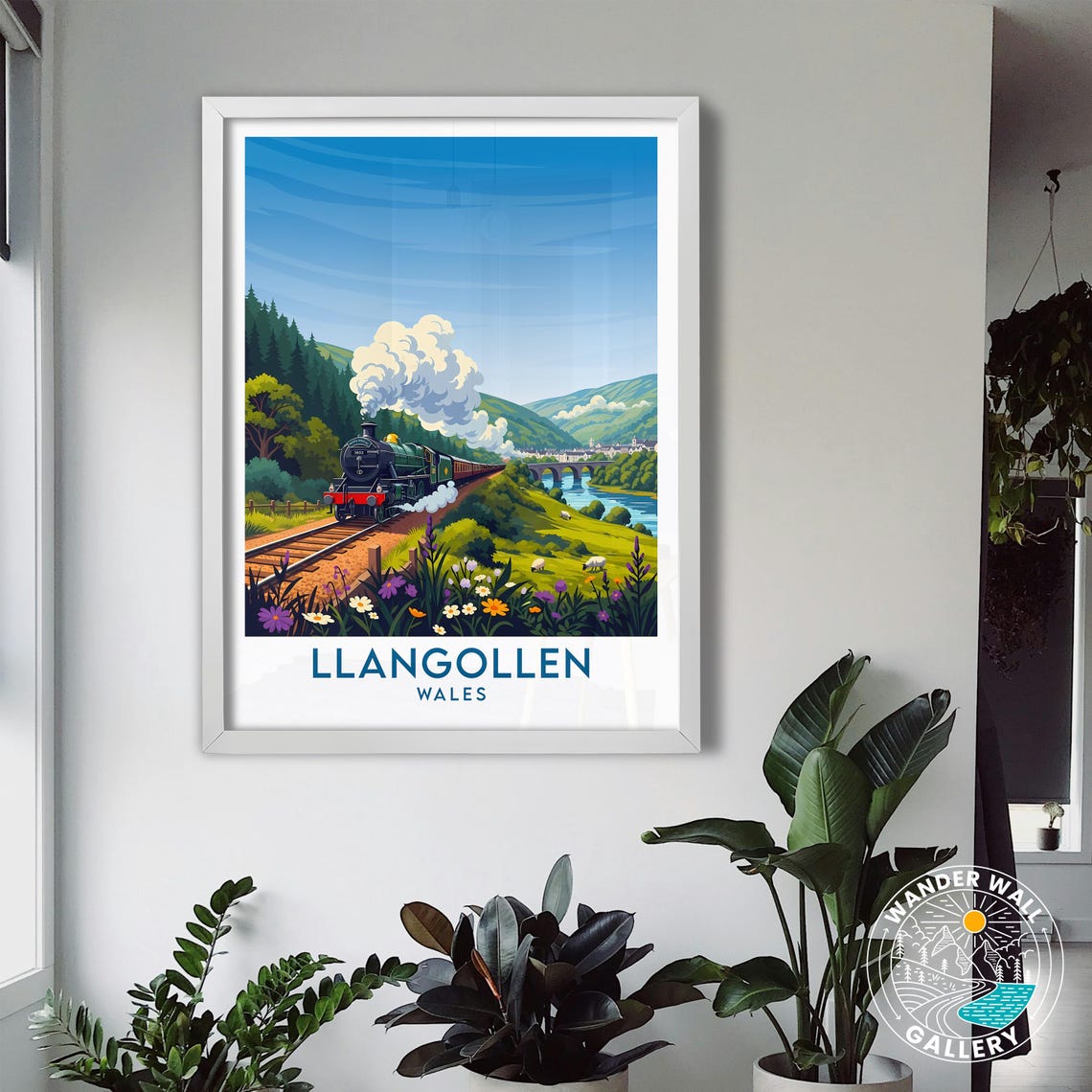 Llangollen Wales Steam Train Countryside Retro Travel Poster - Image 3