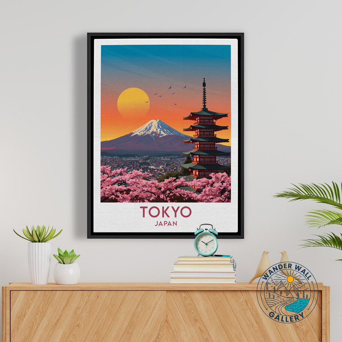 Tokyo Japan Fuji Pagoda Cherry Blossom City Sunset Travel Poster - Image 5