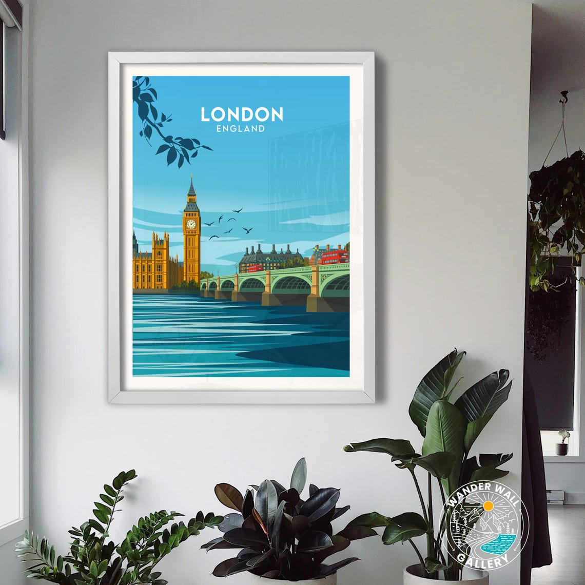 London England Big Ben Westminster Bridge Moonlit River Poster - Image 3