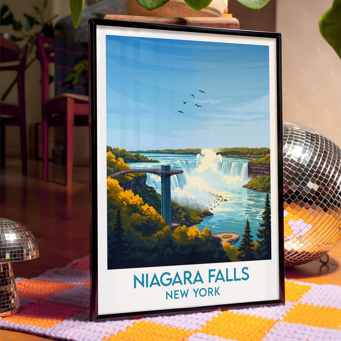 Niagara Falls New York Autumn Waterfall Mist Scenic View Poster - Image 4