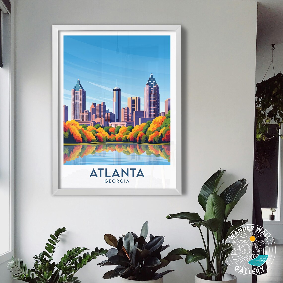 Atlanta Georgia Fall Foliage Skyline Waterfront Travel Poster - Image 3