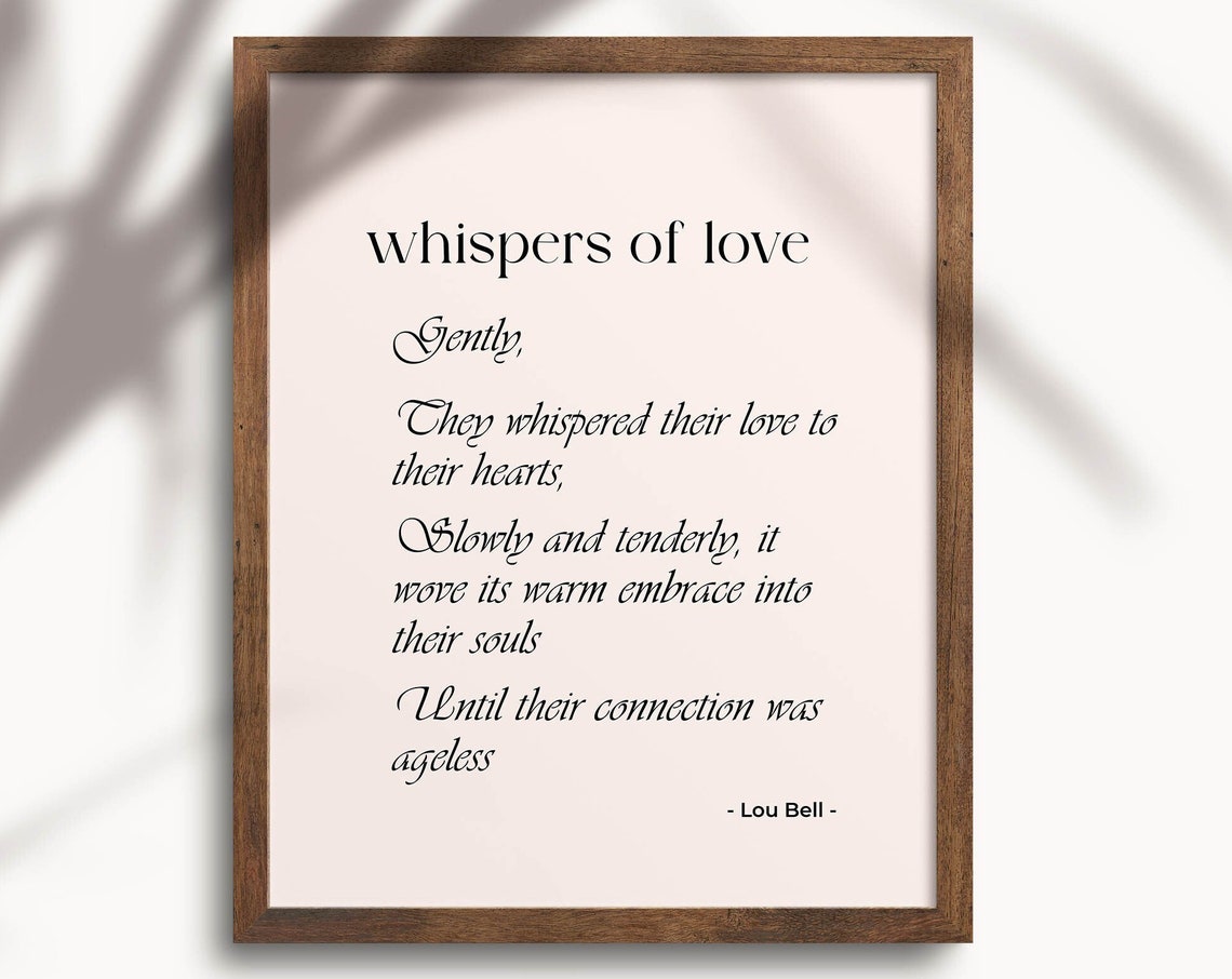 Whispers of Love Poem by Lou Bell Romantic Wedding Wall Poster