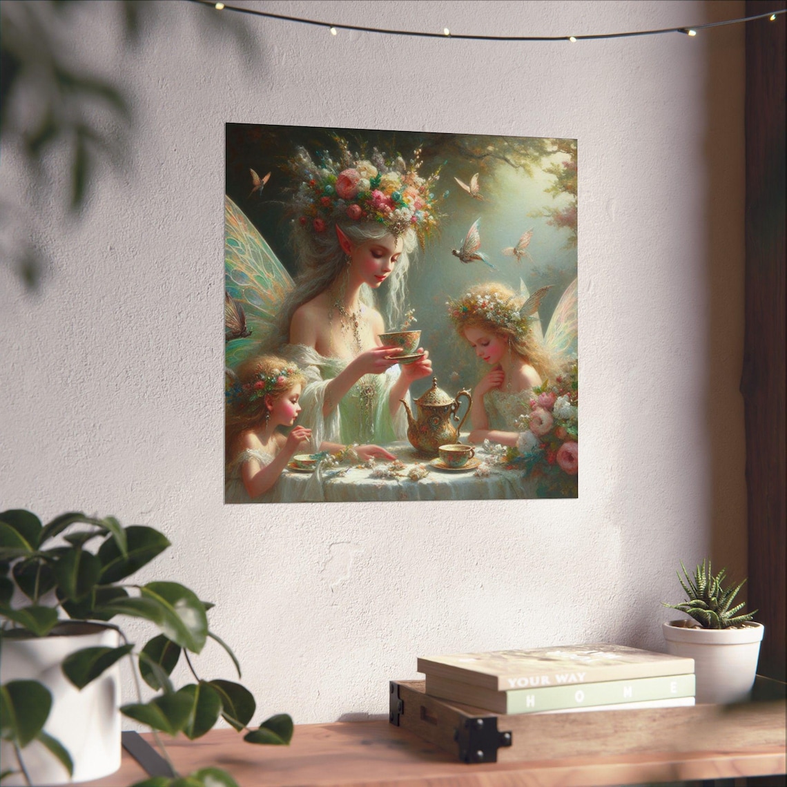 Fairy Mother and Her Children at a Tea Party in a Rose Garden Poster - Image 4