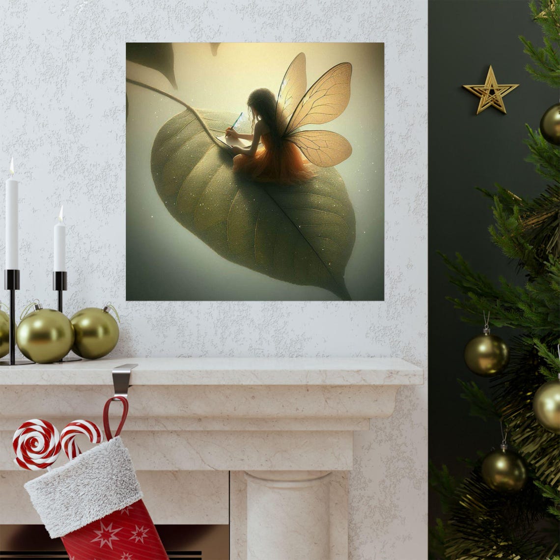 Tiny Fairy Writing in a Journal While Sitting on a Giant Leaf Poster - Image 3