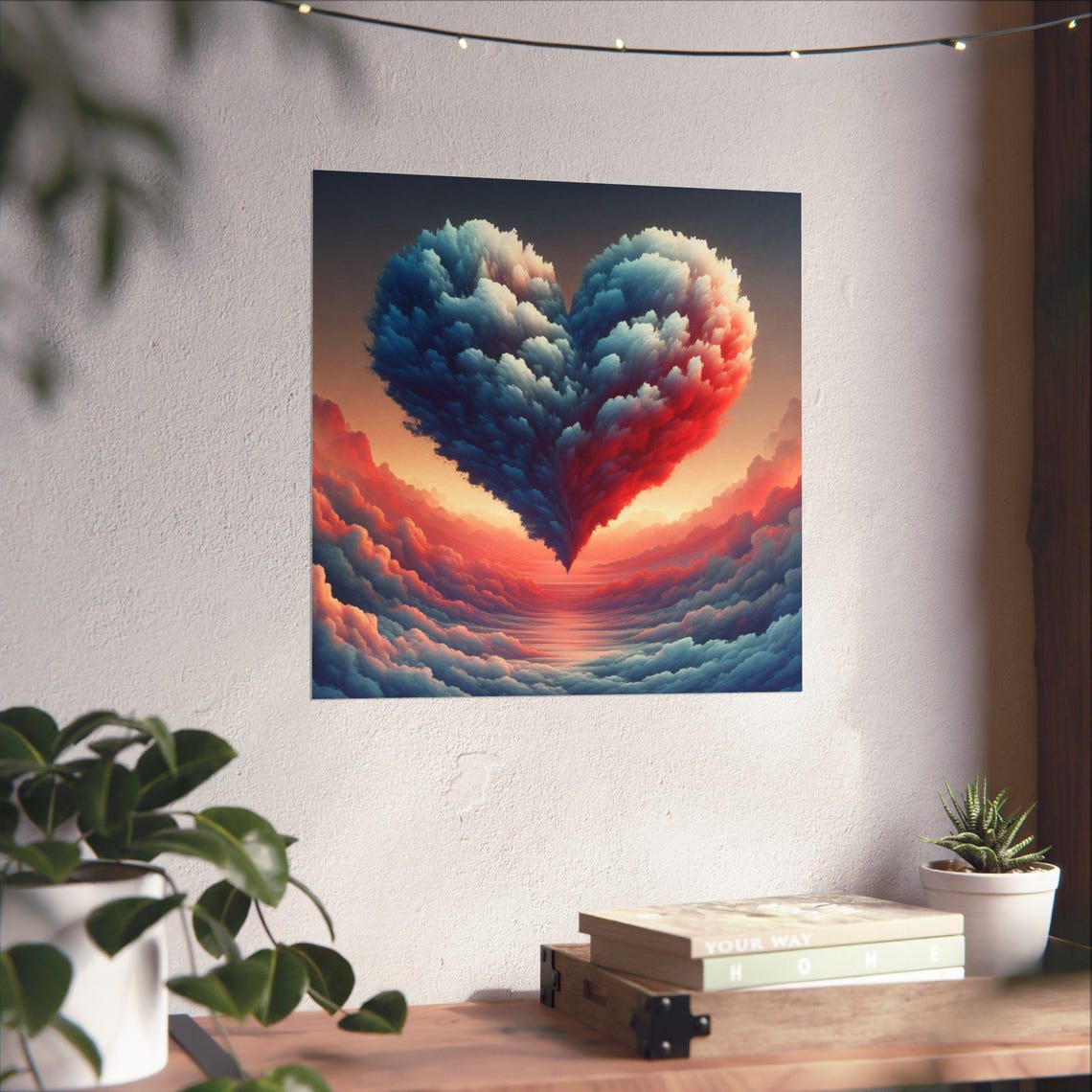 Whimsical Heart Cloud Poster Romantic Wall Art Gift For Couples Bedroom Decor Unique Art Print - Image 4