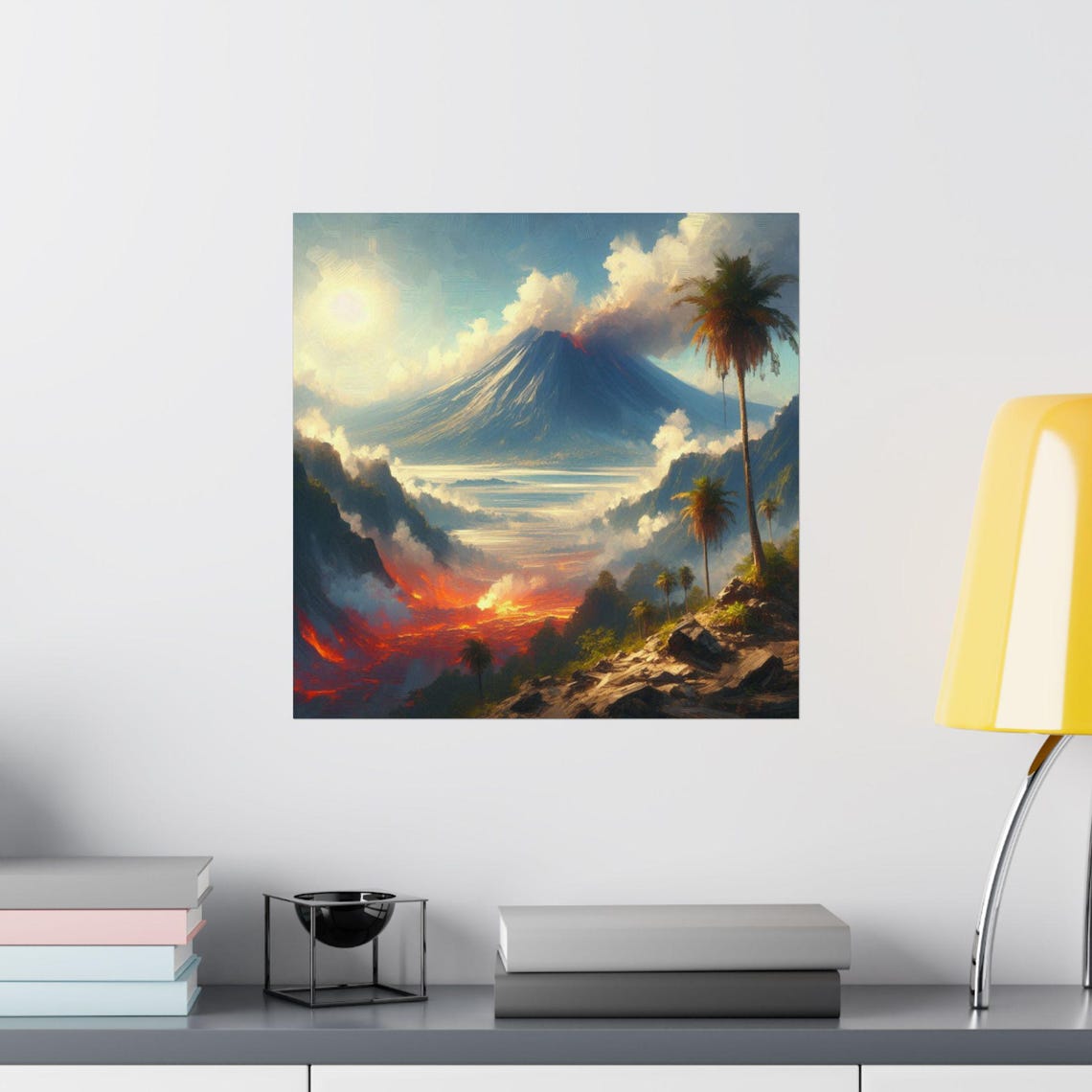 Smoking Volcano Pouring Lava Through a Tropical Valley Poster - Image 2