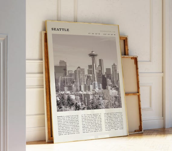 Seattle Washington Vintage Skyline Travel Poster