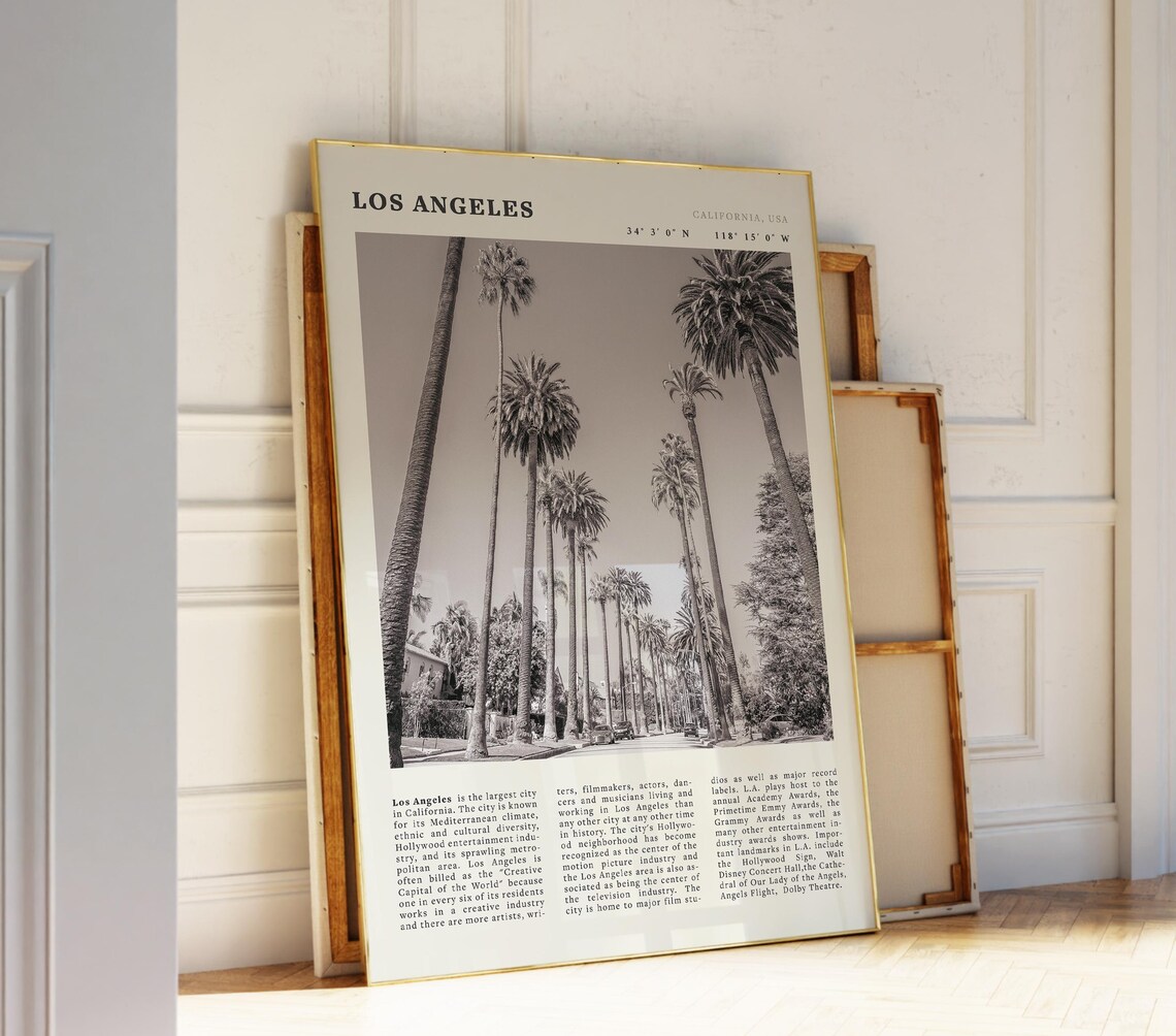 Los Angeles Black White Iconic Cityscape Poster