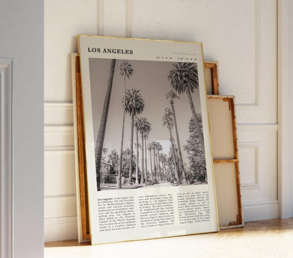 Los Angeles Black White Iconic Cityscape Poster