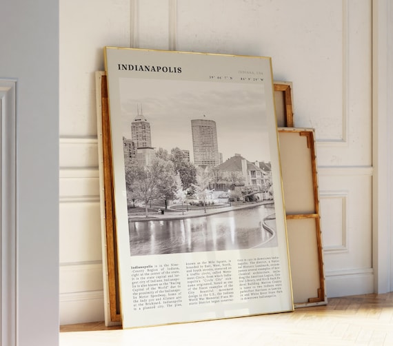 Indianapolis Vintage Indiana Poster Print, Gift For City Lovers