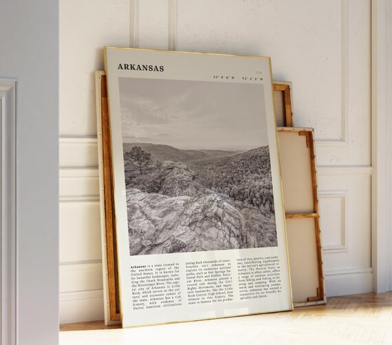 Arkansas Ozark Mountains Black and White Landscape Travel Poster
