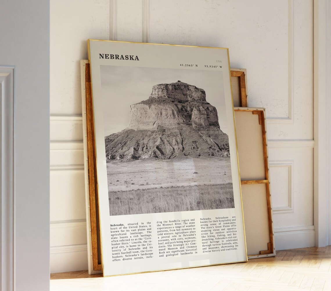 Nebraska Vintage Travel Poster, Nature and History