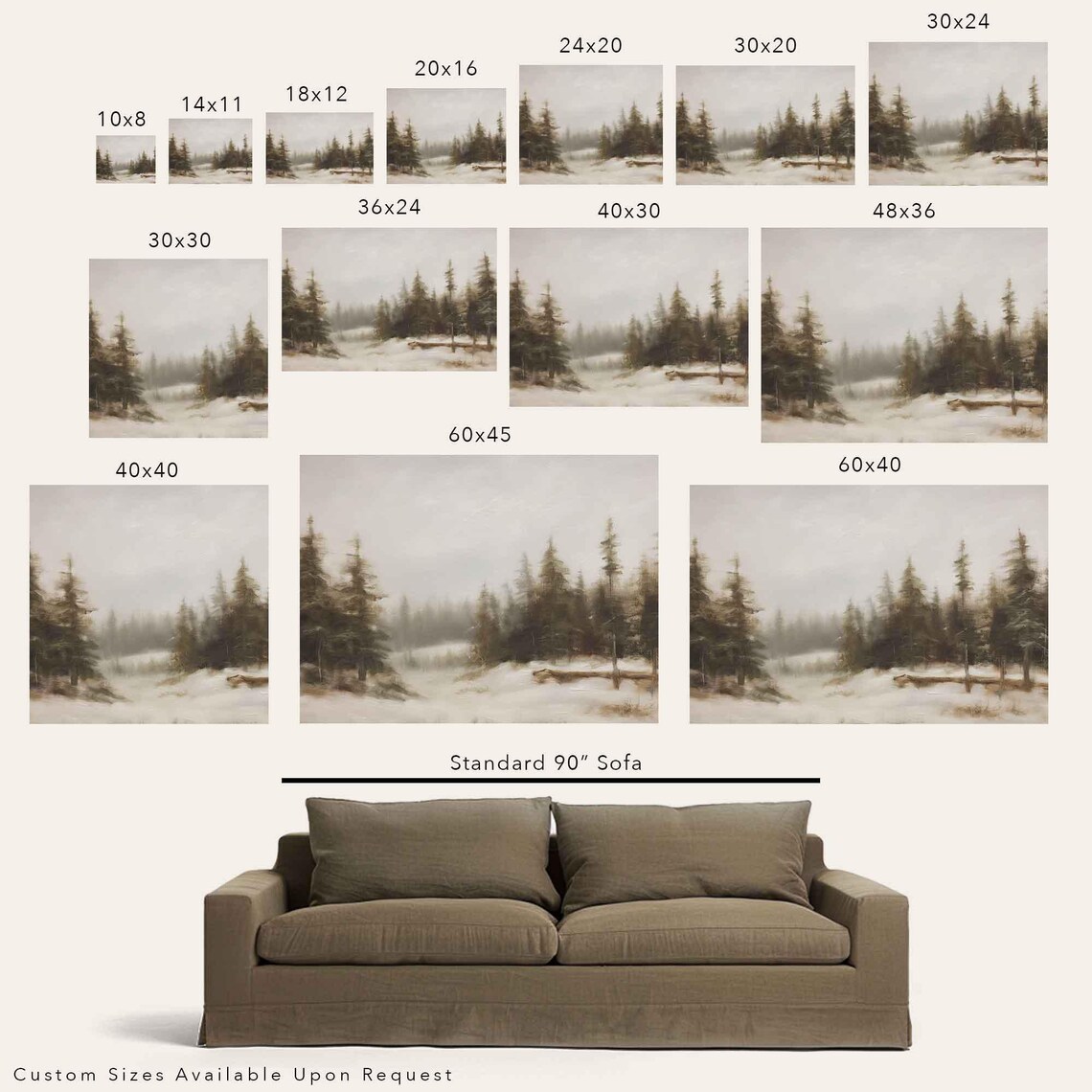 Modern Winter Pines Landscape, Vintage Art Print - Image 3
