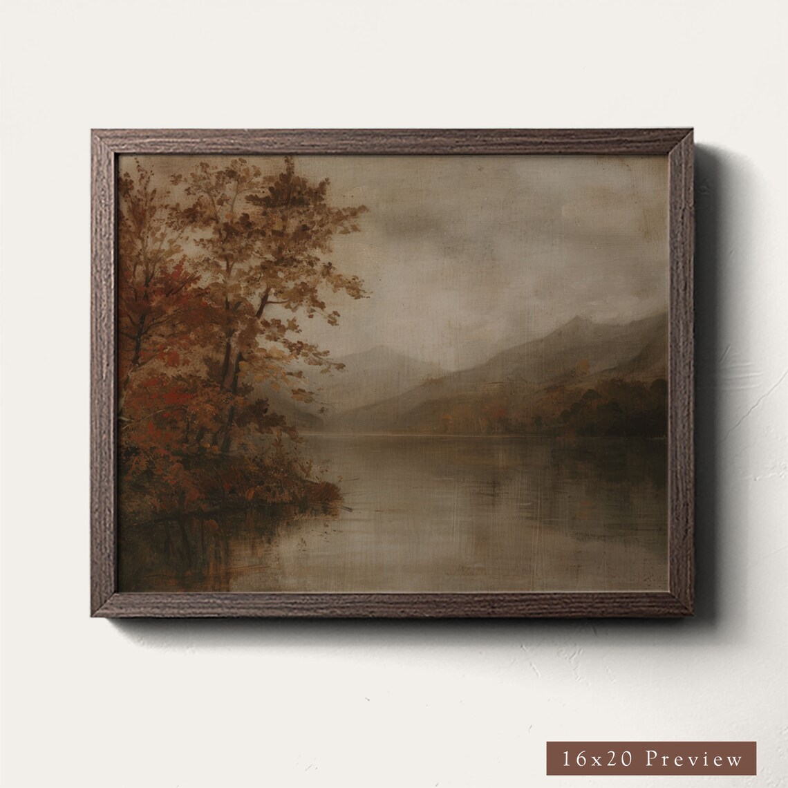 Rustic Fall Lake Landscape, Vintage Autumn Wall Art Print - Image 2