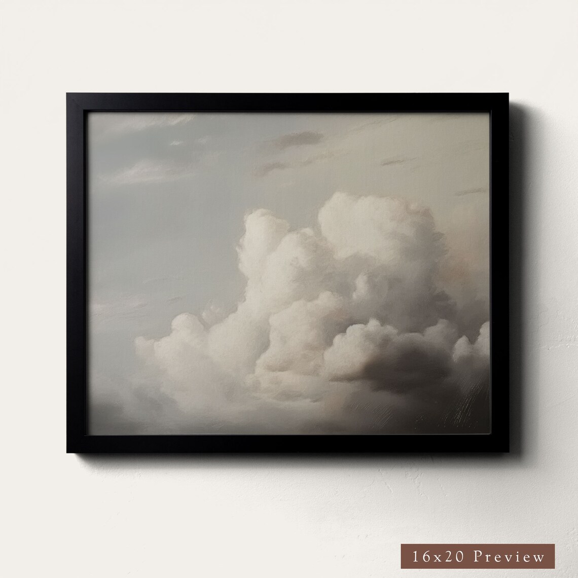Clouds Painting Art Print, Vintage Neutral Sky - Image 3