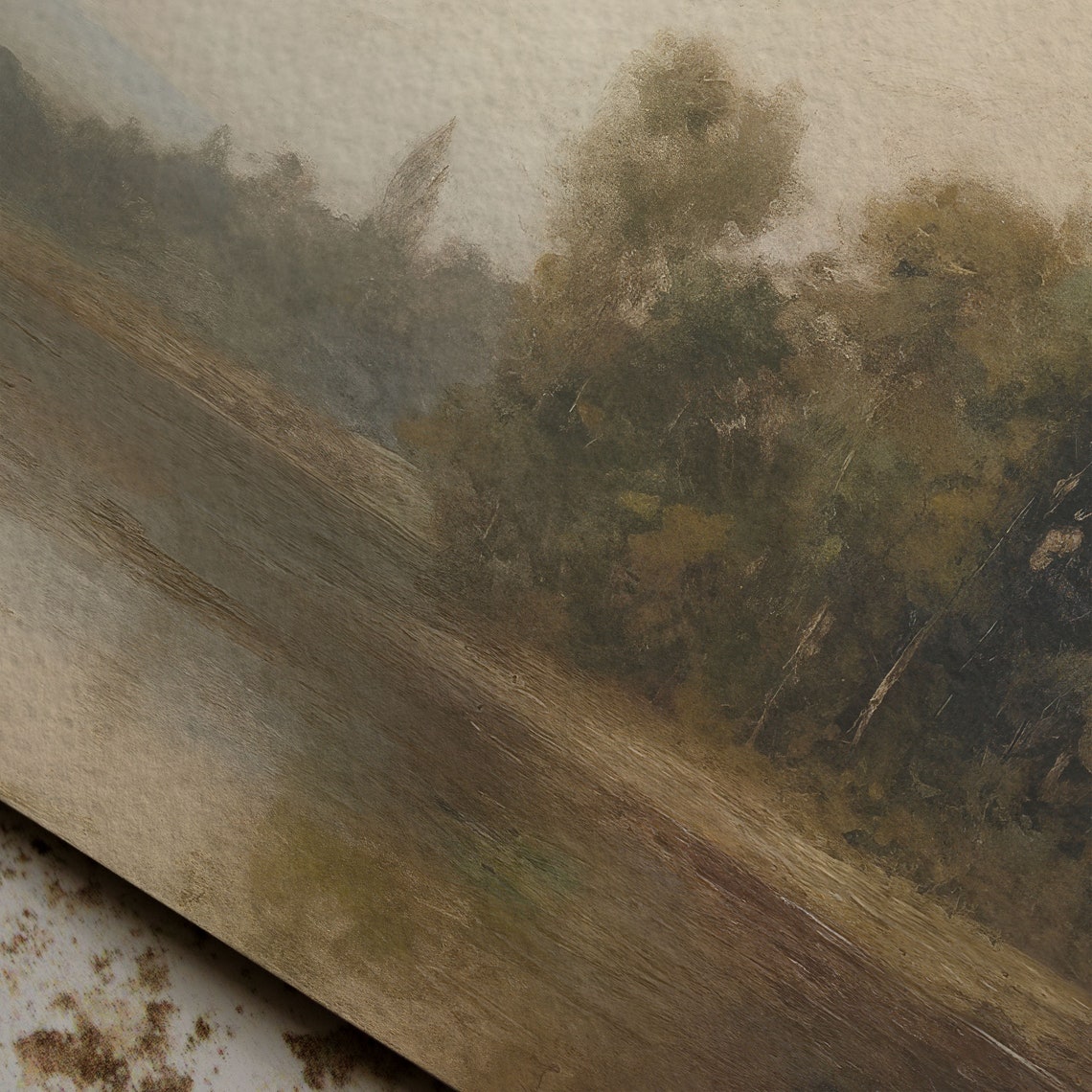 Contemplation Moody Lakeside Willow Trees Oil Painting Poster - Image 6