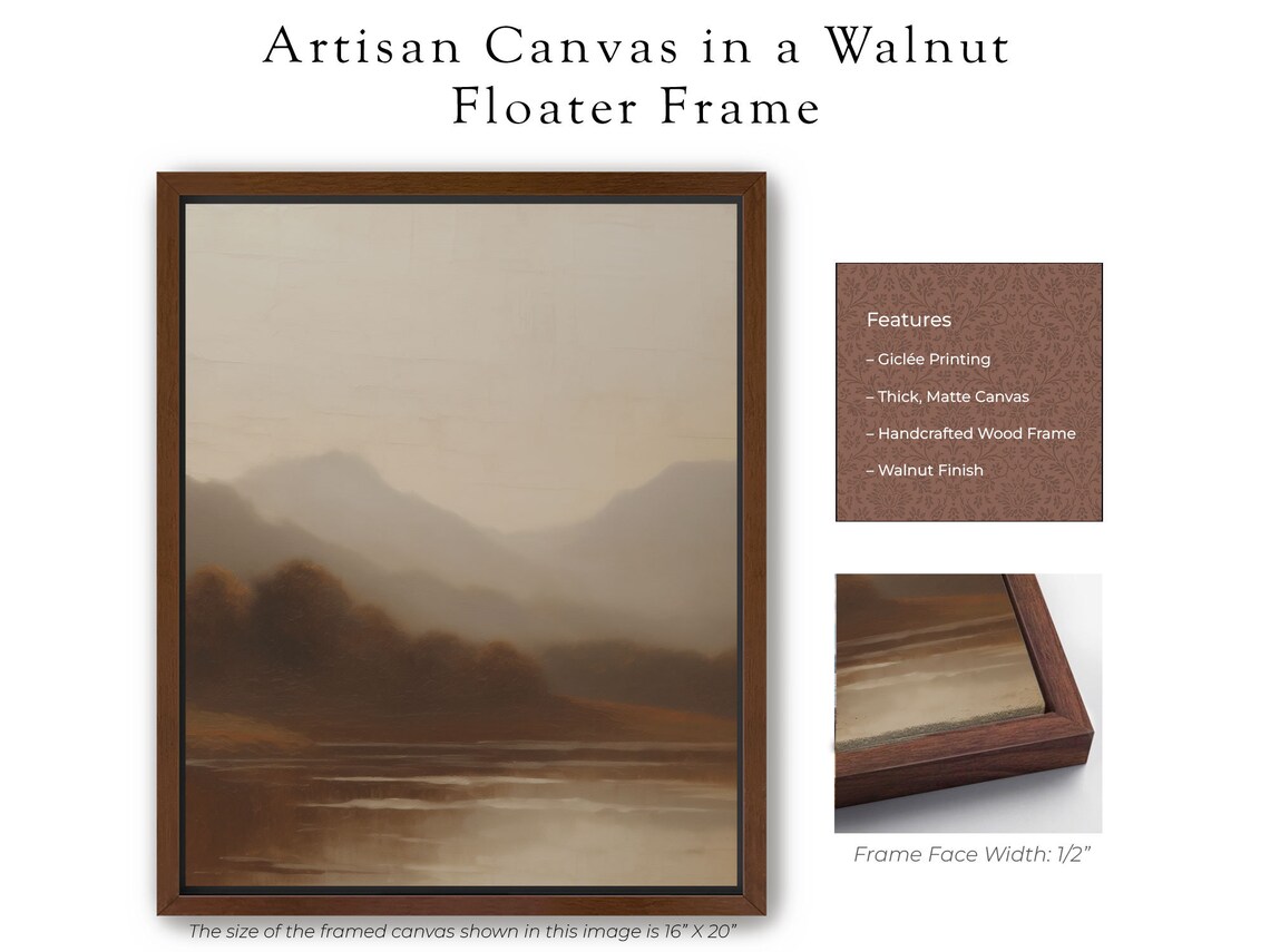Vintage Moody Lake Landscape Oil Painting Art Print - Image 5