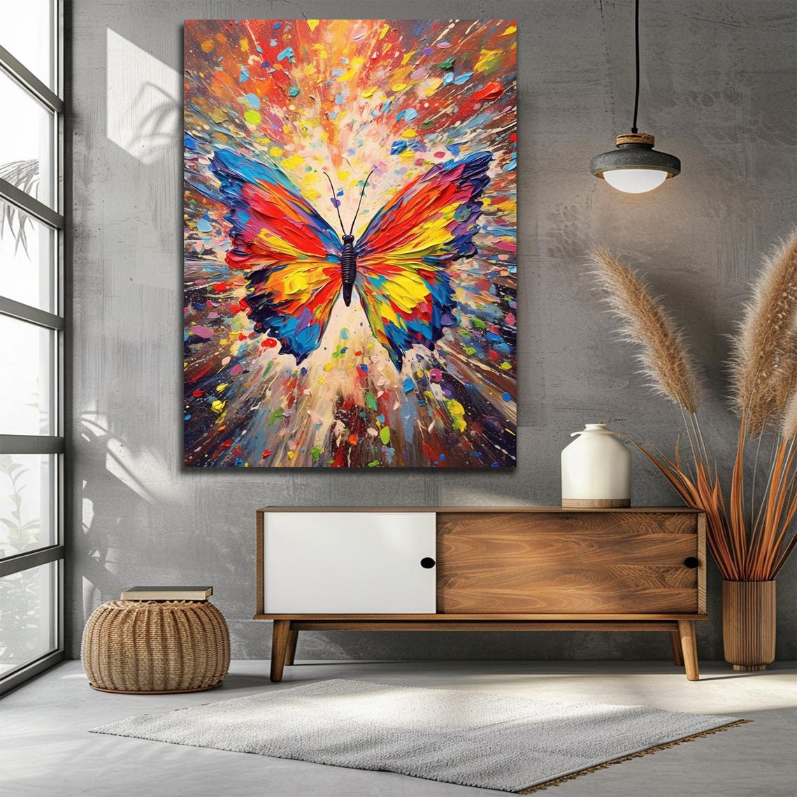 Rainbow Butterfly Explosion Colorful Abstract Paint Splash Art Poster - Image 3