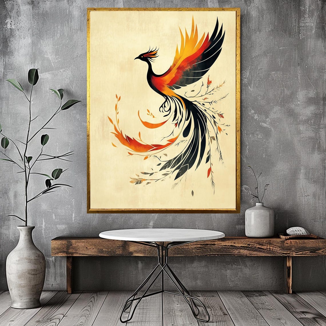 Majestic Phoenix Rising from Flames Elegant Firebird Art Print - Image 2