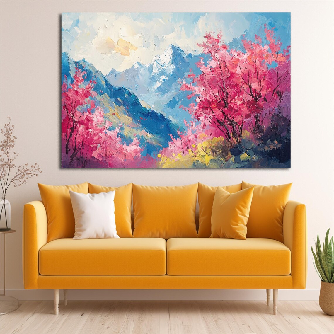 Landscape Art Mountain Wall Art Landscape Print Fall Artwork Wall Art Tree Decor Green Prints Mountain Prints Mountain Print - Image 2
