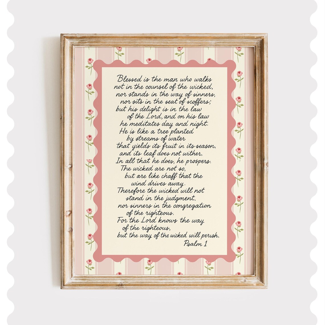 Psalm 1 Floral Bible Verse Print Farmhouse Scripture Art