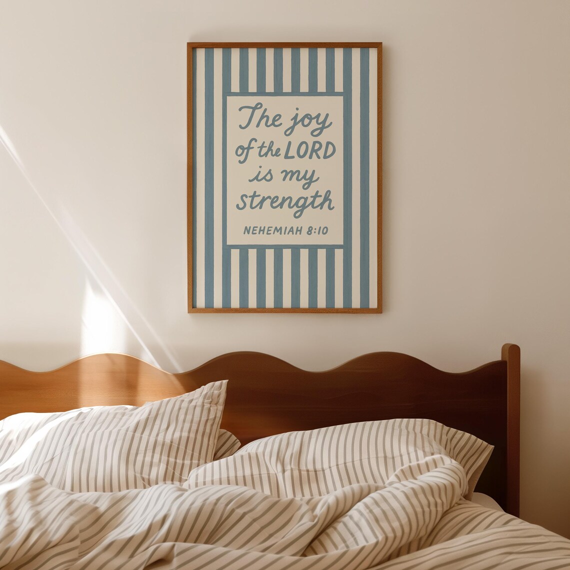 The Joy Of The Lord Is My Strength Nehemiah 8:10 Blue Scripture Poster