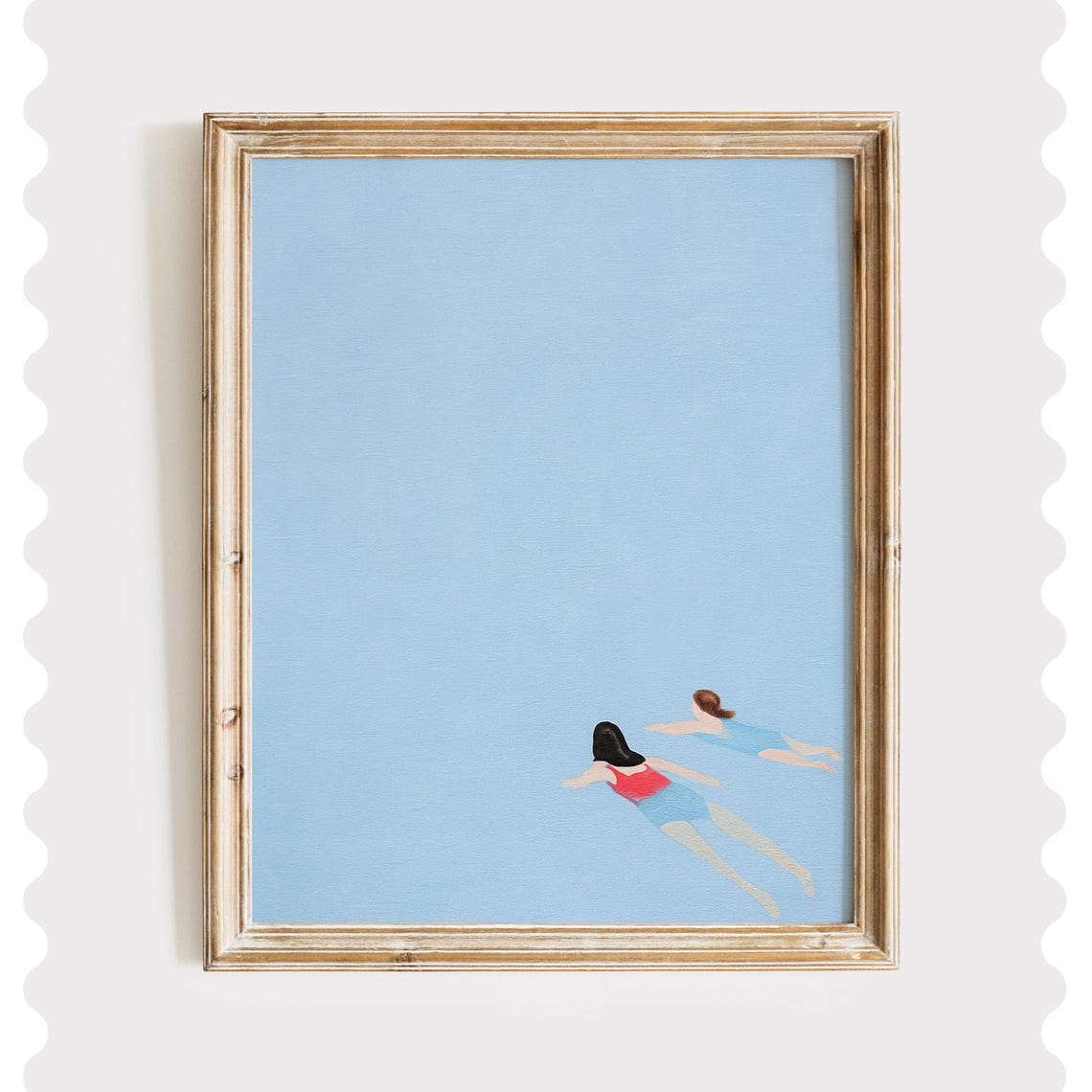 Friends Swimming Print Minimalist Coastal Art