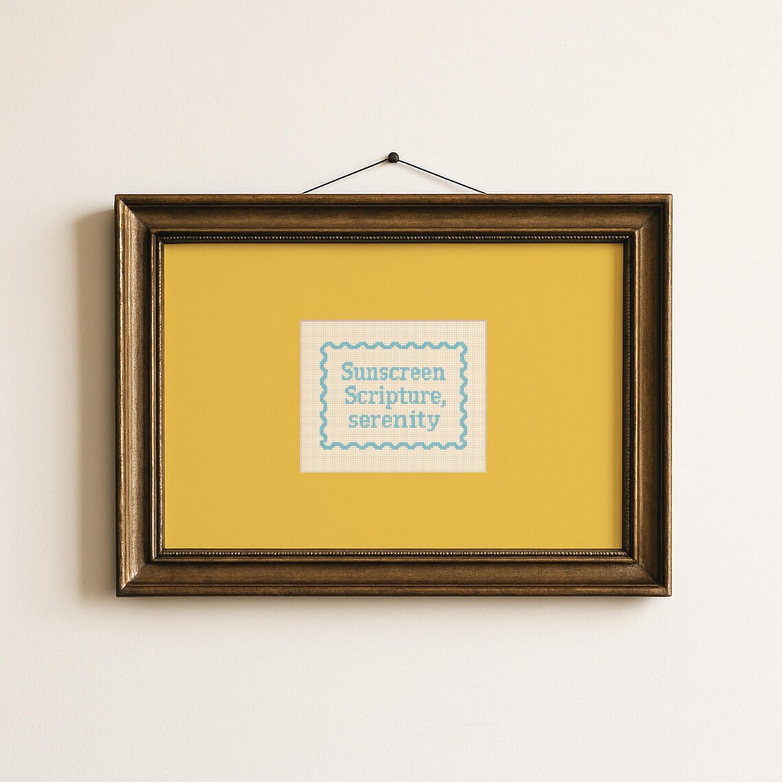 Inspirational Scripture Art Print Yellow Serenity Quote Vintage Style