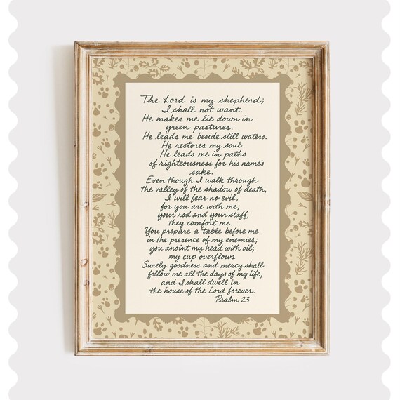 Psalm 23 Farmhouse Print Neutral Bible Verse Wall Art