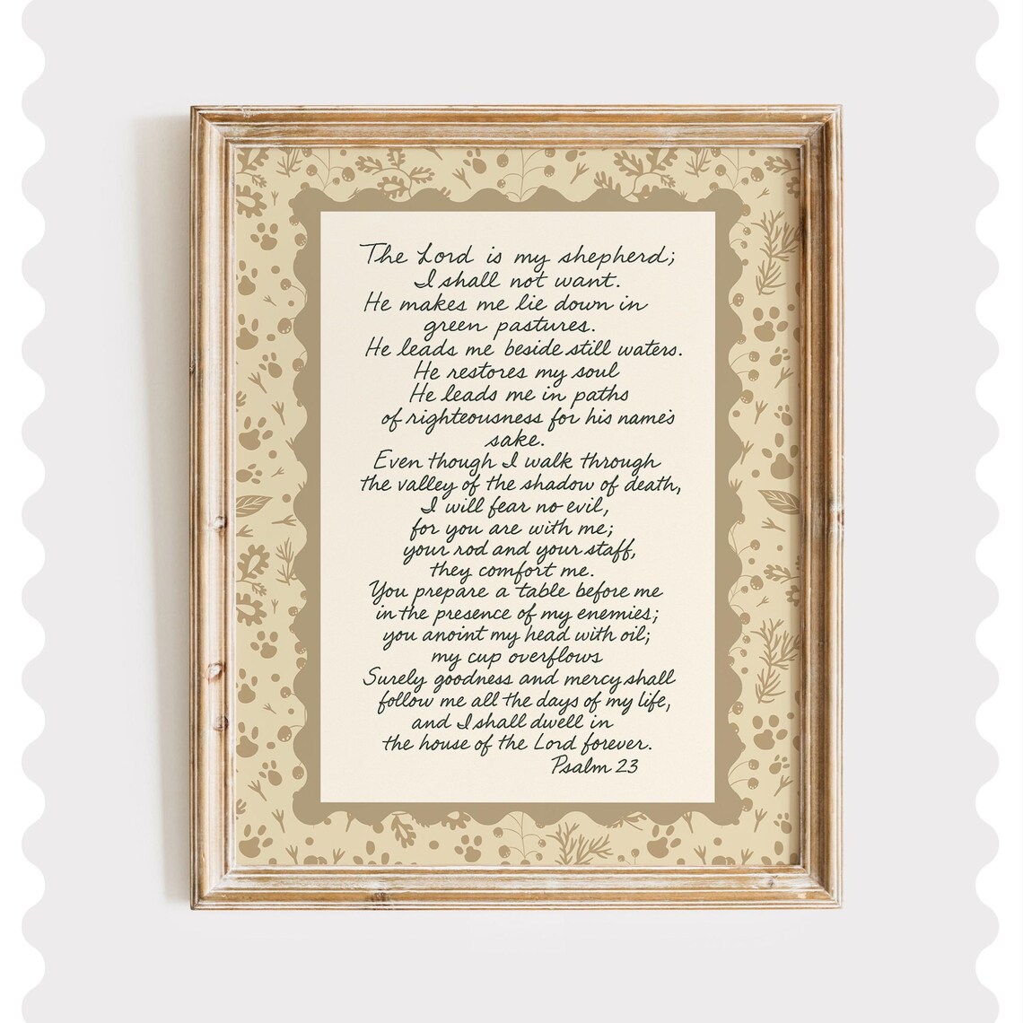Psalm 23 Farmhouse Print Neutral Bible Verse Wall Art