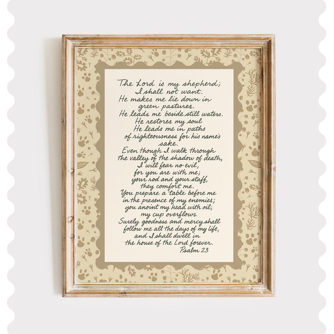 Psalm 23 Neutral Farmhouse Christian Bible Verse Scripture Poster