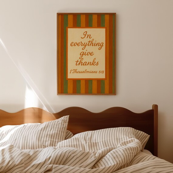 Give Thanks Print 1 Thessalonians 518 Thanksgiving Bible Verse Wall Art Fall Christian Instant