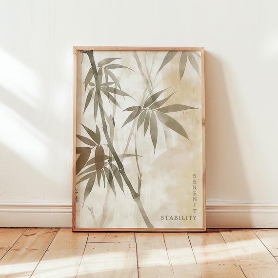Bamboo Print Japandi Wall Art For Minimalist Decor