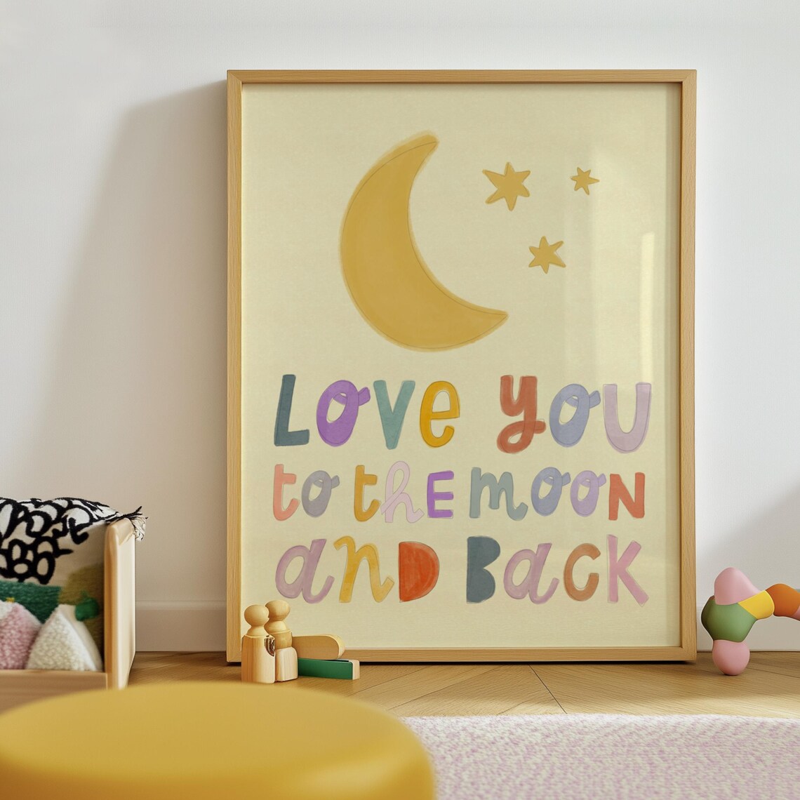Love You To The Moon And Back Nursery Art Print, Boho