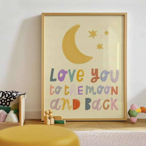 Love You To The Moon And Back Nursery Art Print, Boho